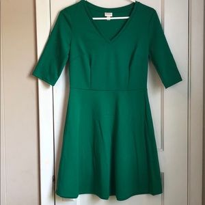 Emerald green fit and flare dress